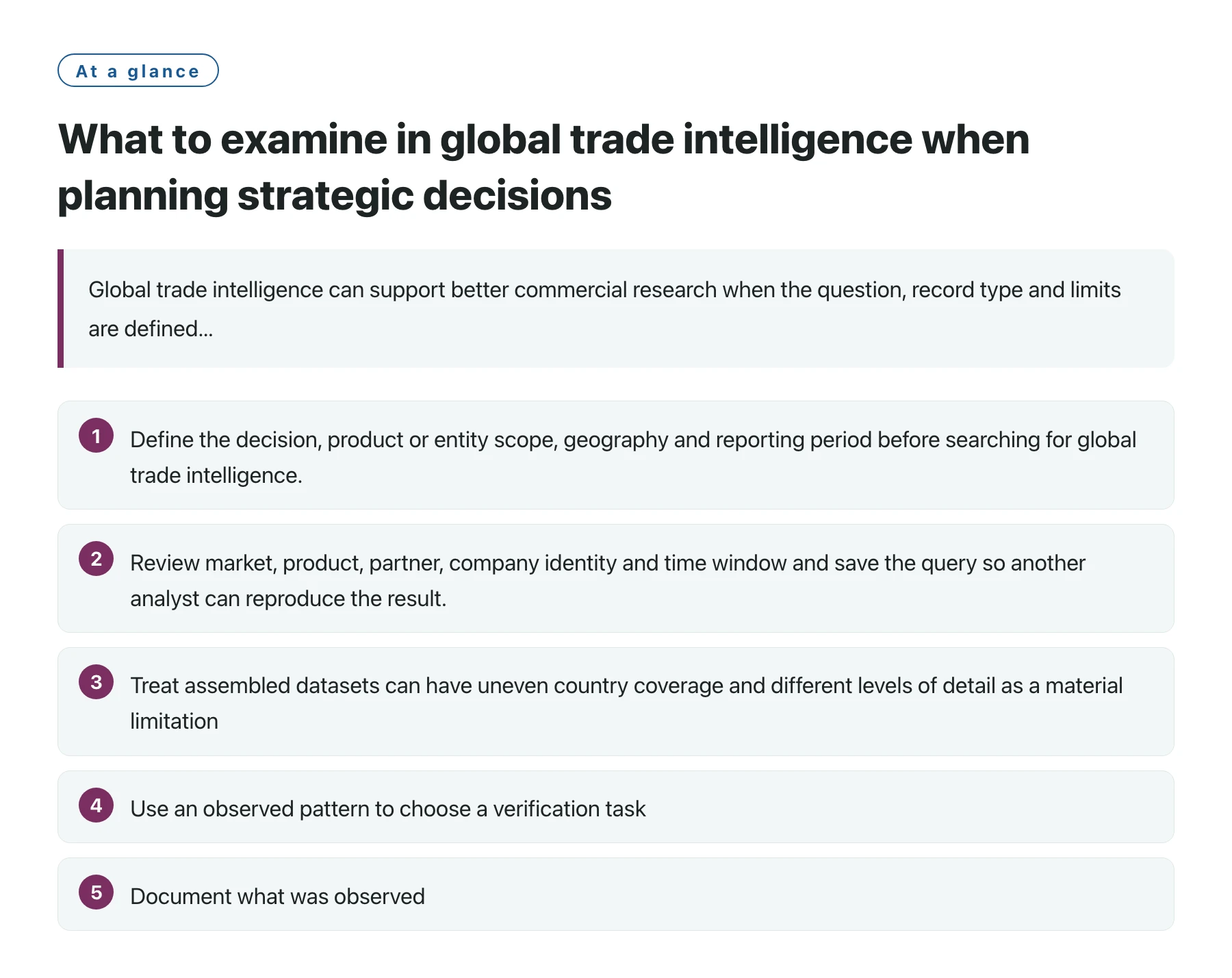 What to examine in global trade intelligence when planning strategic decisions——全文要点速览
